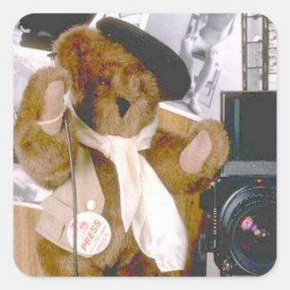 Adesivo Quadrado Fotógrafo Bear - Jornalista de Imprensa