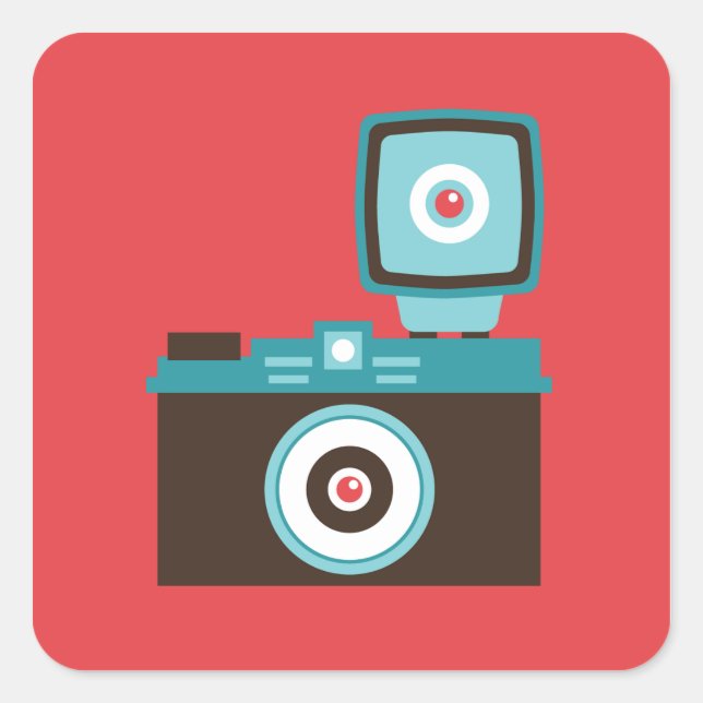 Adesivo Quadrado Fotógrafo Divertido da Câmera Diana Lomo (Frente)