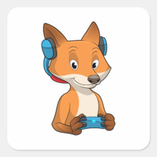 Adesivo Quadrado Fox como Jogador com Joystick