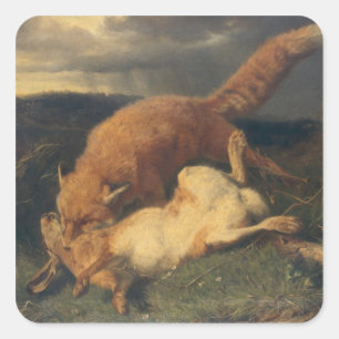 Adesivo Quadrado Fox e lebre, 1866