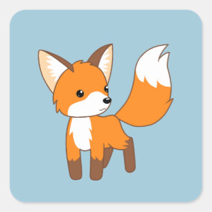 Adesivo Quadrado Fox pequeno bonito no azul