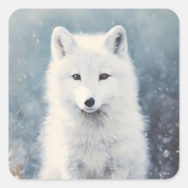 Adesivo Quadrado Fox Pup Winter Portrait