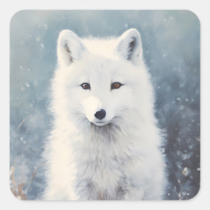 Adesivo Quadrado Fox Pup Winter Portrait