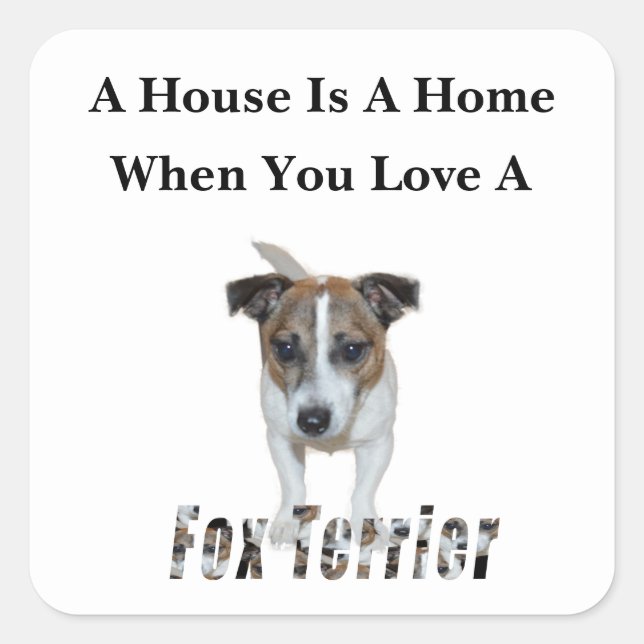 Adesivo Quadrado Fox Terrier E Fox Terrier Love Logo (Frente)
