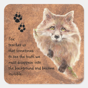 Adesivo Quadrado Fox, Totem animal, guia do espírito, símbolo
