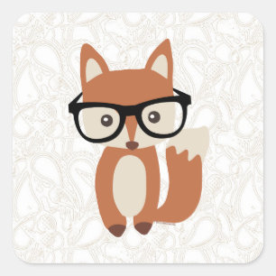 Adesivo Quadrado Fox w/Glasses do bebê do hipster