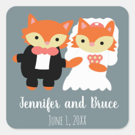 Adesivo Quadrado Fox Weds Cinza Bonita Personalizar