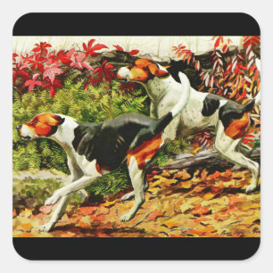 Adesivo Quadrado Foxhounds (inglês&americano) em madeira do outono
