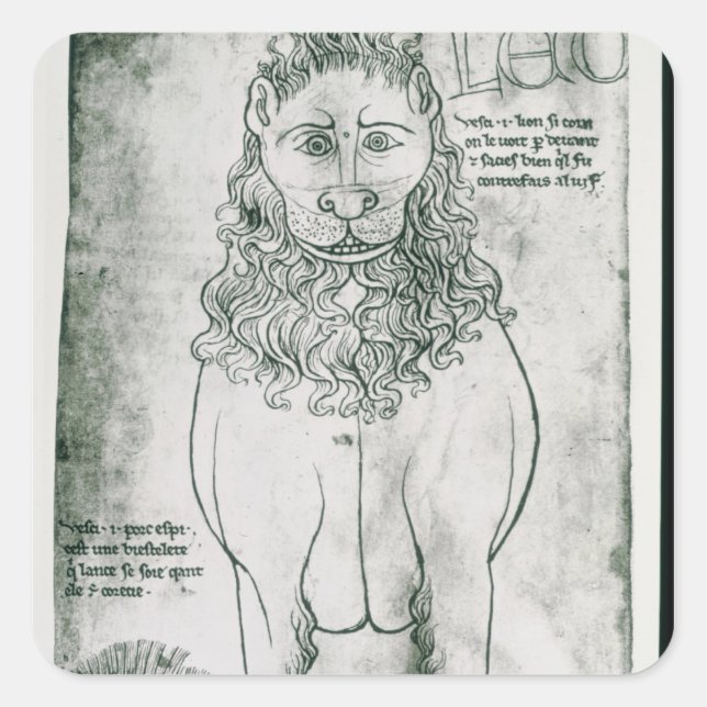 Adesivo Quadrado Fr 19093 fol.24v Lion e Porcupine (Frente)