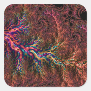 Adesivo Quadrado Fractal Colorida Funk Psicodélica Groovy Trippy