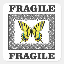 Adesivo Quadrado fragilidade amarela