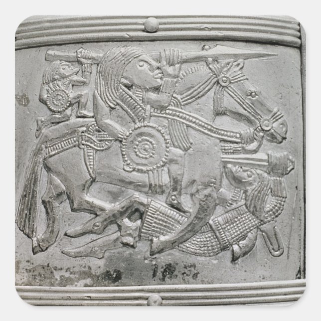 Adesivo Quadrado Fragmento de capacete, de Sutton Hoo Treasure (Frente)