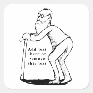 Adesivo Quadrado Frail Old Man With Cane Sketch