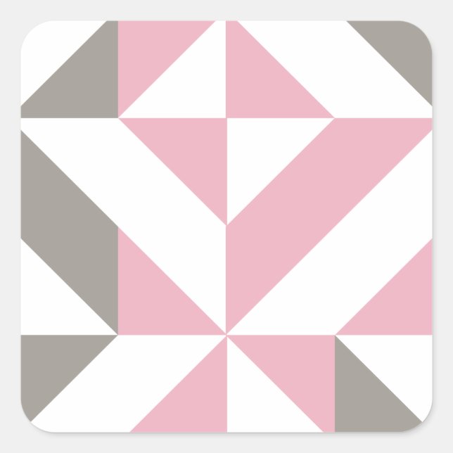 Adesivo Quadrado Framboesa rosa e ZigZag geométrica prateada (Frente)
