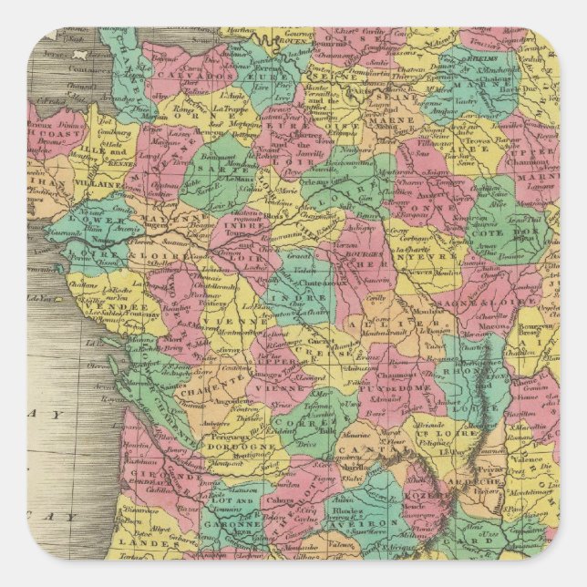 Adesivo Quadrado França, em Departamentos (Frente)