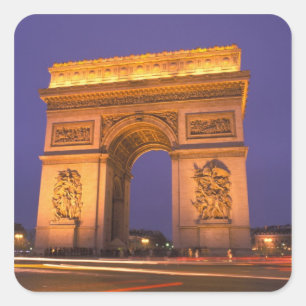 Adesivo Quadrado França, Paris, Arco do Triunfo ao crepúsculo.