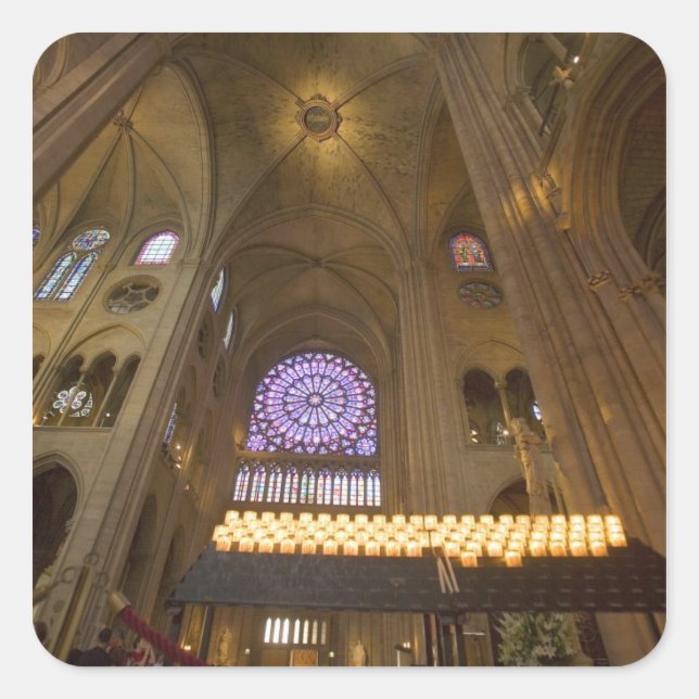 Adesivo Quadrado França, Paris. Interior da Catedral de Notre Dame. (Frente)