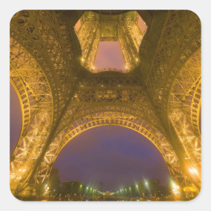 Adesivo Quadrado França, Paris. Torre Eiffel iluminada às 2