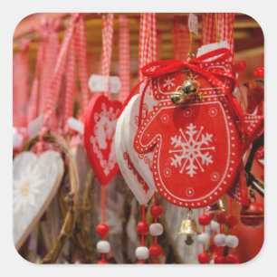 Adesivo Quadrado France, Alsácia, Colmar. Mercado do Natal