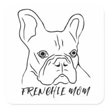 Francês, Mãe, Cara De Bulldog Francês Desenhado À