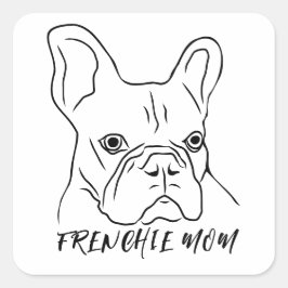 Adesivo Quadrado Francês, Mãe, Cara De Bulldog Francês Desenhado À