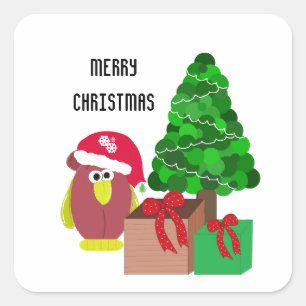 Adesivo Quadrado Frango de Natal de Desenho Animado