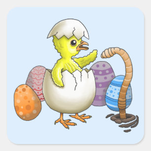Adesivo Quadrado Frango de Páscoa Recém-Nascido