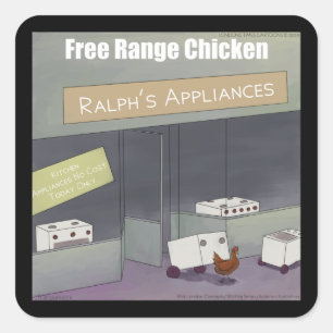 Adesivo Quadrado Frango de rick London Funny Free Range