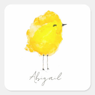 Adesivo Quadrado Frango pintinho passarinho amarelo fofo aquarela