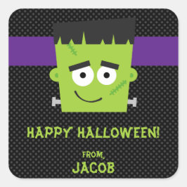 Adesivo Quadrado Frankenstein Halloween Sticker, Crianças Halloween