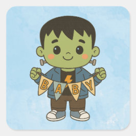 Adesivo Quadrado Frankie Baby Shower Sticker Sheet – Halloween Baby