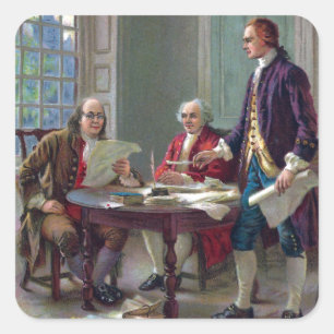 Adesivo Quadrado Franklin, Adams e Jefferson em Filadélfia 1776