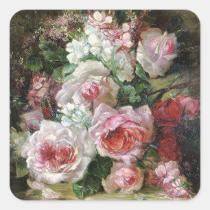 Adesivo Quadrado Frans Verhas Vintage Buquê de Rosas