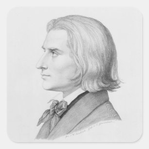 Adesivo Quadrado Franz Liszt, gravado por Gonzenbach