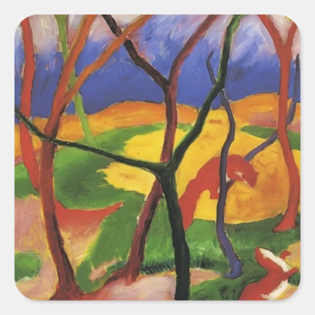 Adesivo Quadrado Franz Marc- Weasels Tocando (Frente)