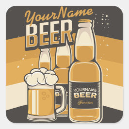 Adesivo Quadrado Frasco de Cerveja Personalizado Bar Repetitivo