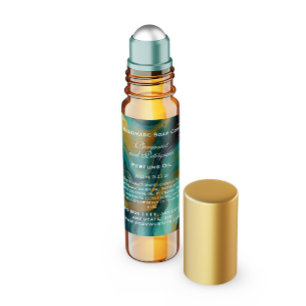 Adesivo Quadrado Frasco Rolha de Perfume Teal e Dourado Falso