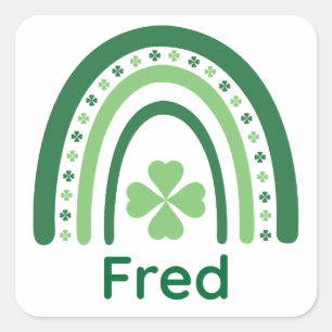Adesivo Quadrado Fred Nome Clover Boho Arco-íris