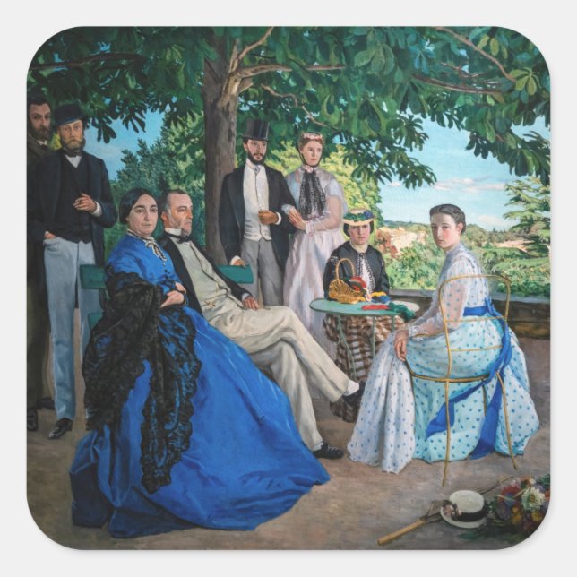 Adesivo Quadrado Frederic Bazille - A Reunião Familiar (Frente)