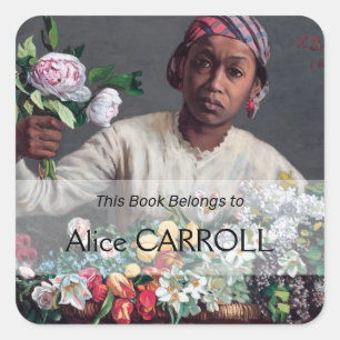 Adesivo Quadrado Frederic Bazille - Jovem Mulher com Peonias