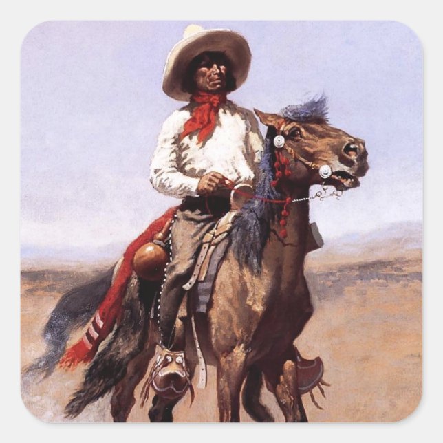 Adesivo Quadrado Frederic Remington Western Art "Um Escoteiro Regio (Frente)
