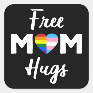 Adesivo Quadrado Free Mãe Hugs II - Rainbow Gay Trans Pride