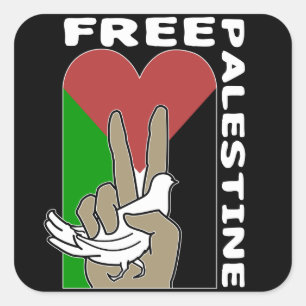 Adesivo Quadrado Free Palestine Dove Heart Peace Sign