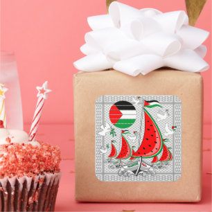 Adesivo Quadrado Freedom Global Sumud Flotilla Boats para Gaza