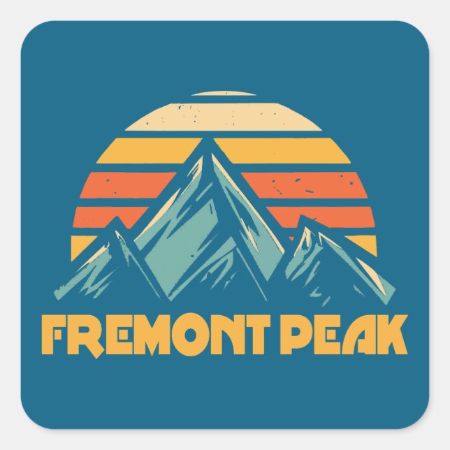 Adesivo Quadrado Fremont Peak Wyoming Retro Turquoise (Frente)