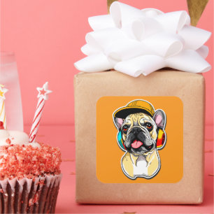 Adesivo Quadrado French Bulldog DJ
