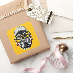 Adesivo Quadrado French Bulldog Hip Hop
