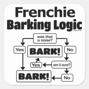 Adesivo Quadrado Frenchie Barking Logic