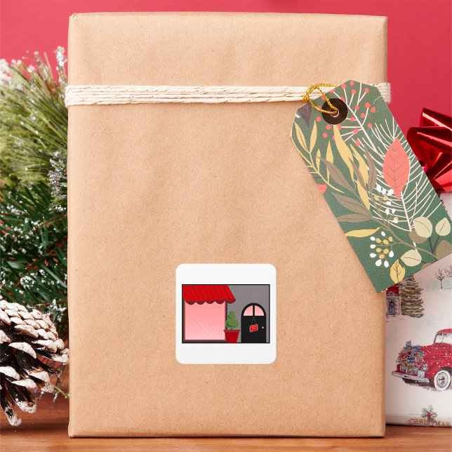 Adesivo Quadrado Frente de loja Abrir Vinheta Comprada Quadrada (Criador carregado)