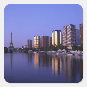 Adesivo Quadrado Frente do Sena e Torre Eiffel, Paris, França